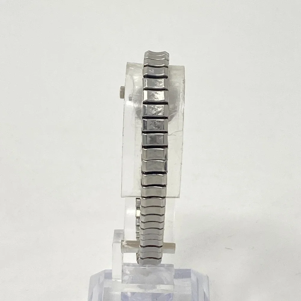 Vtg Pulsar Watch Women Silver Tone 16mm Oval Dial V810-5160 Stretch New Battery
